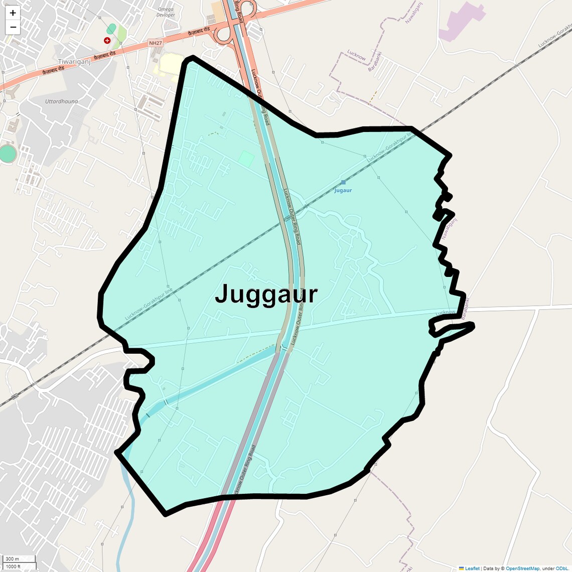 Location Map of Juggaur, Lucknow