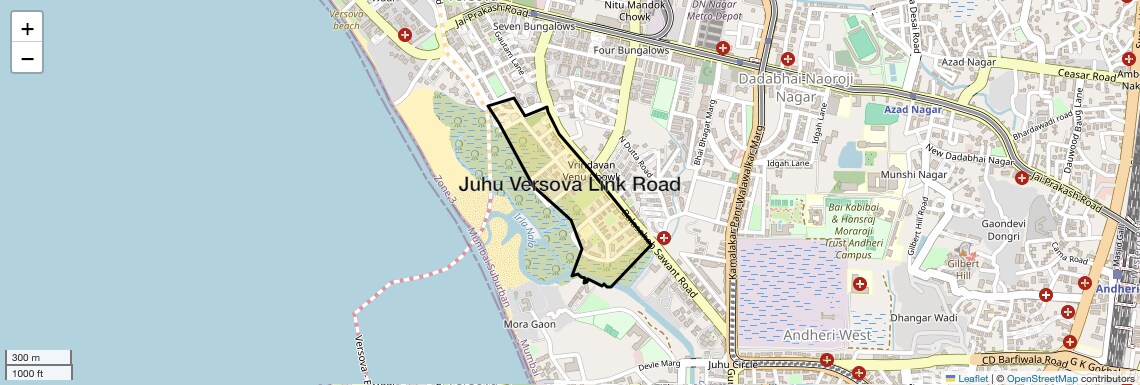 Location Map of Juhu Versova Link Road, Mumbai