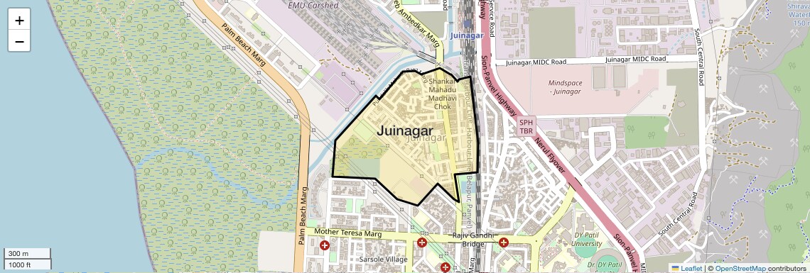Location Map of Juinagar, Navi Mumbai