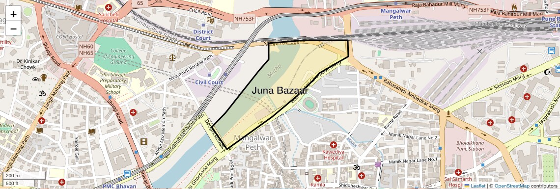 Location Map of Juna Bazaar, Pune