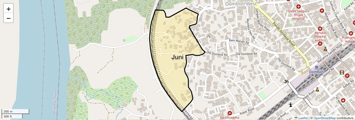 Location Map of Juni, Thane