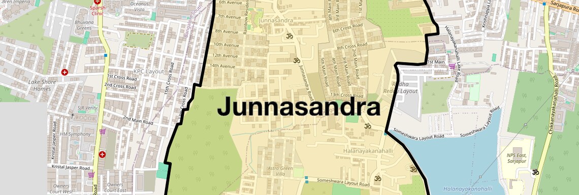 Location Map of Junnasandra, Bangalore
