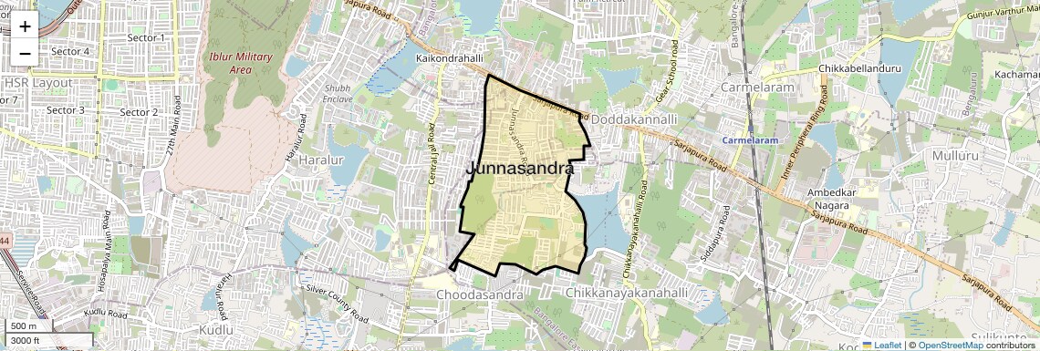 Location Map of Junnasandra, Bangalore