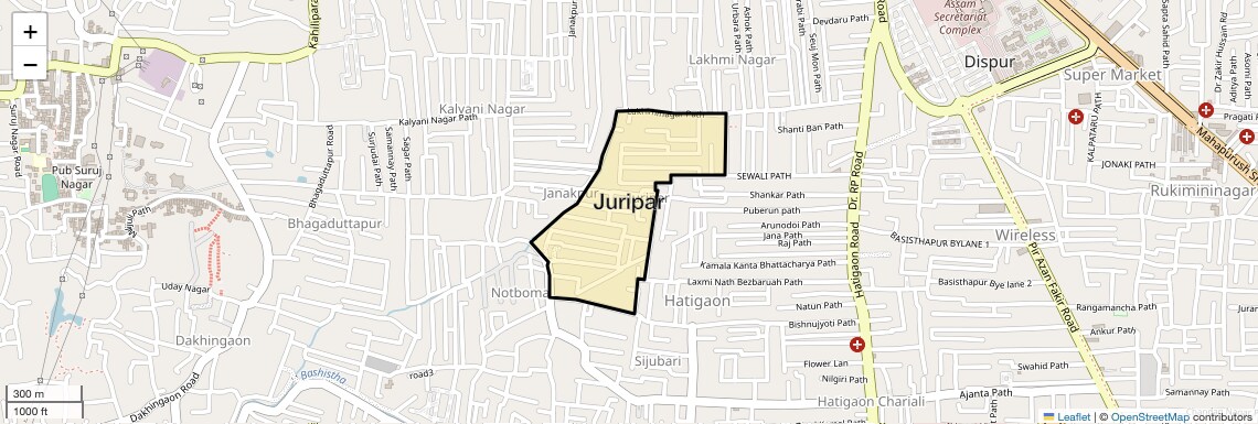 Location Map of Juripar, Guwahati
