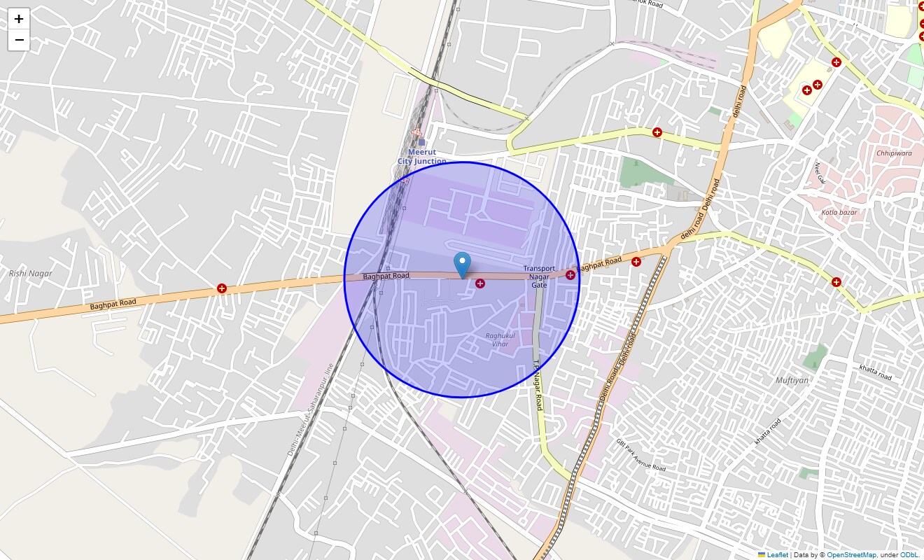Location Map of Jwala Nagar, Meerut