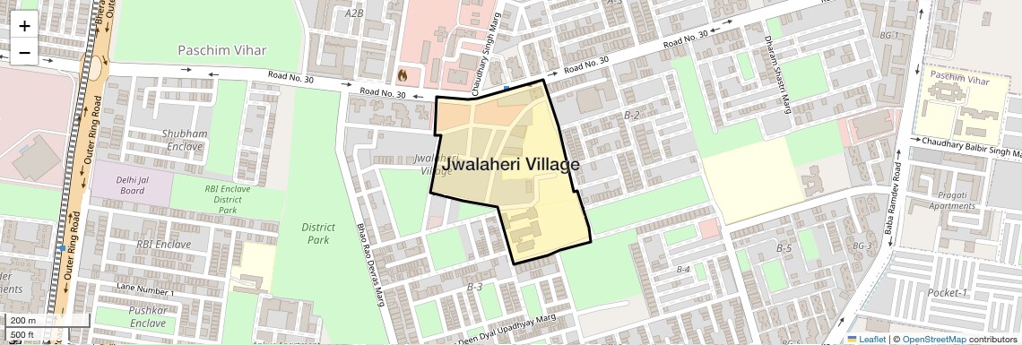 Location Map of Jwalaheri Village, Delhi