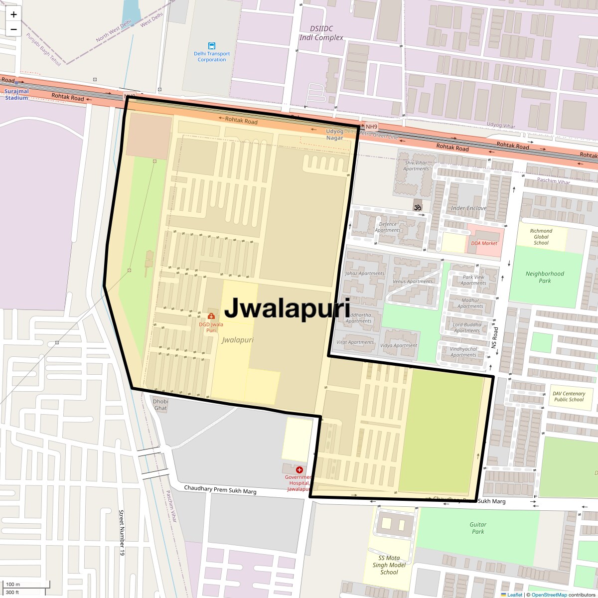 Location Map of Jwalapuri, Delhi