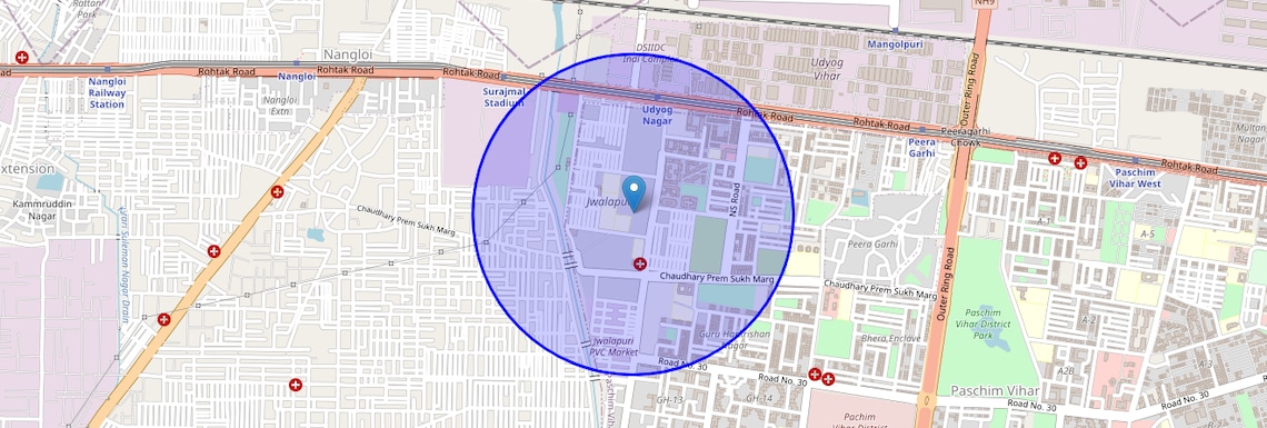 Location Map of Jwalapuri, Delhi