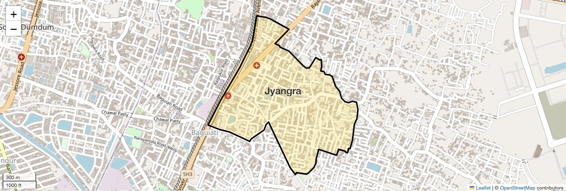 Location Map of Jyangra, Kolkata