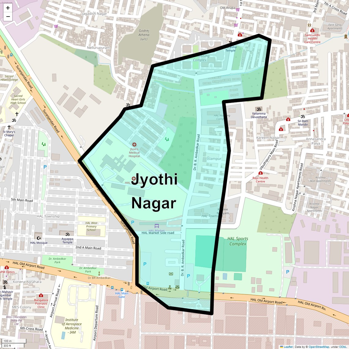 Location Map of Jyothi Nagar, Bangalore