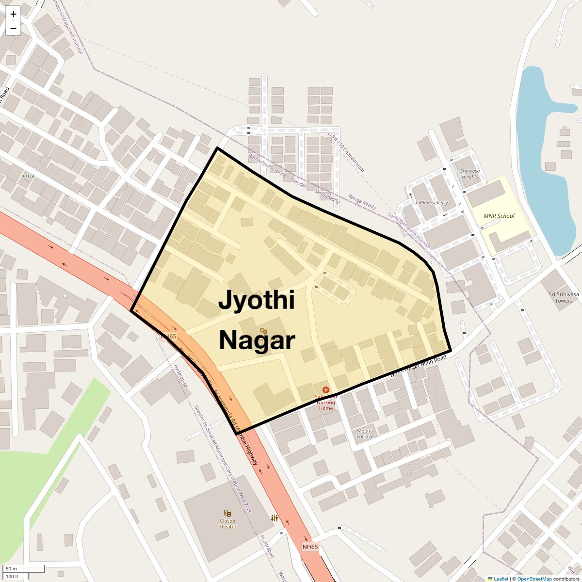 Location Map of Jyothi Nagar, Hyderabad