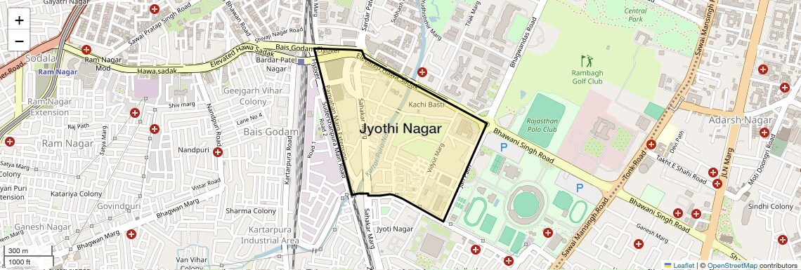Location Map of Jyothi Nagar, Jaipur