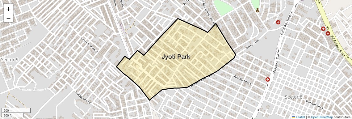 Location Map of Jyoti Park, Gurgaon