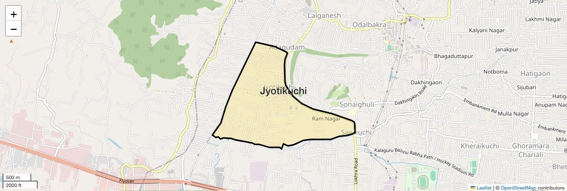 Location Map of Jyotikuchi, Guwahati