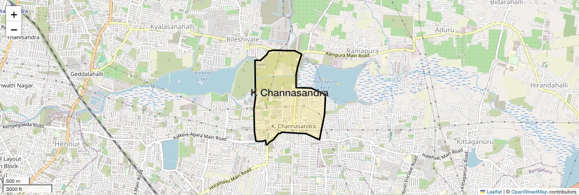 Location Map of K Channasandra, Bangalore