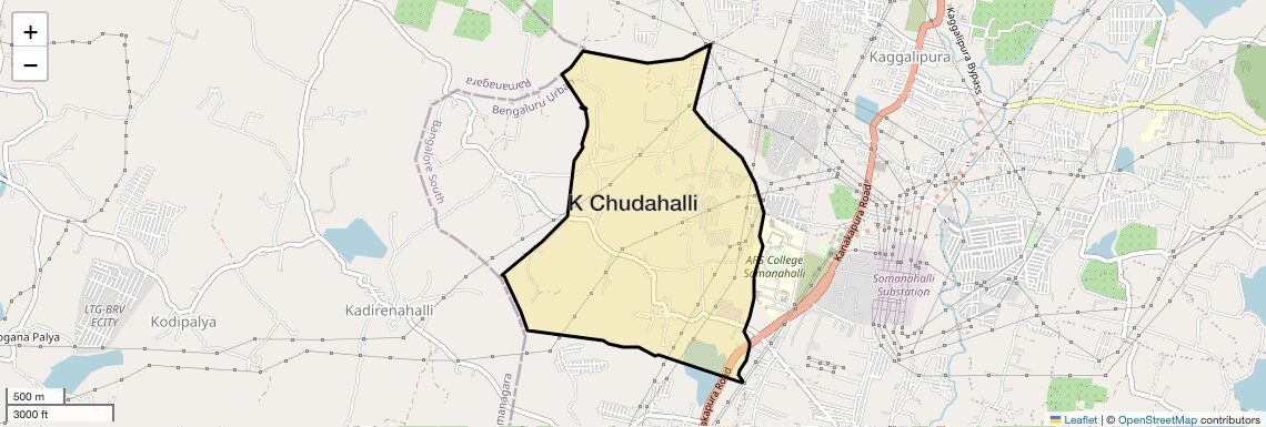 Location Map of K Chudahalli, Bangalore