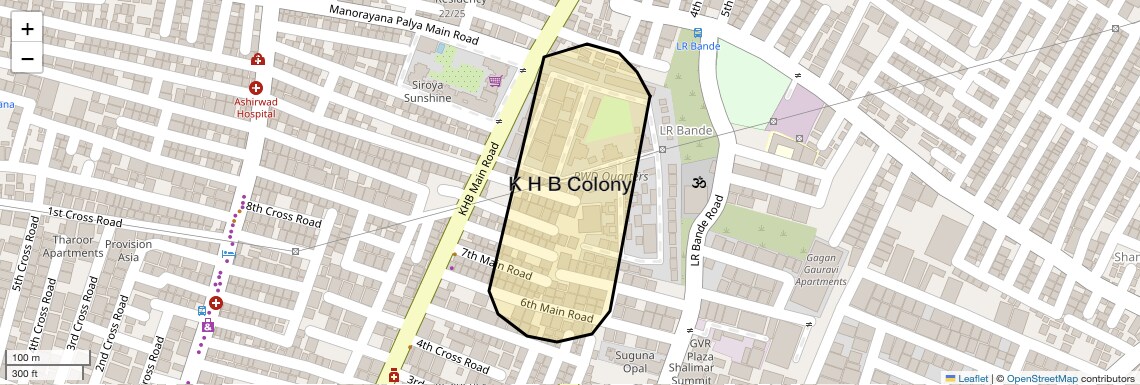 Location Map of K H B Colony, Bangalore