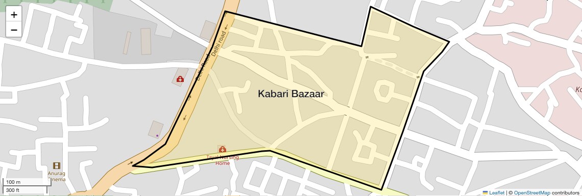 Location Map of Kabari Bazaar, Meerut