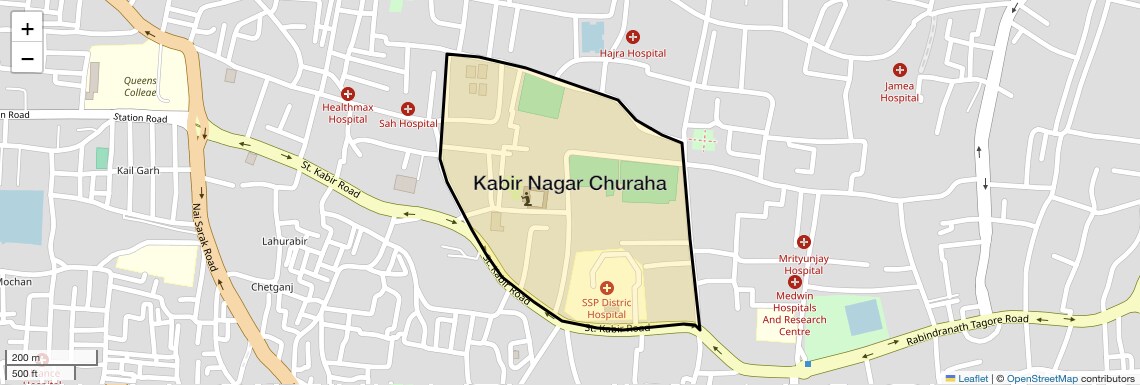 Location Map of Kabir Nagar Churaha, Varanasi