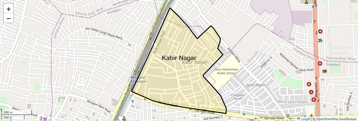 Location Map of Kabir Nagar, Delhi