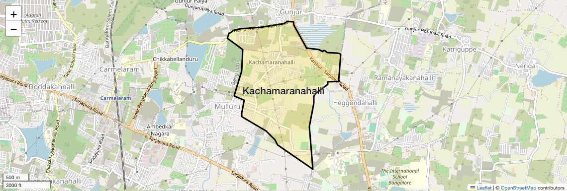 Location Map of Kachamaranahalli, Bangalore