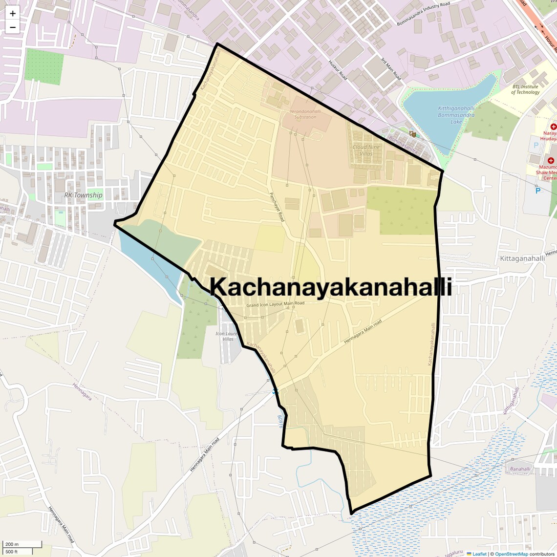 Location Map of Kachanayakanahalli, Bangalore