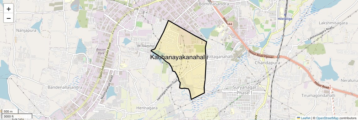 Location Map of Kachanayakanahalli, Bangalore