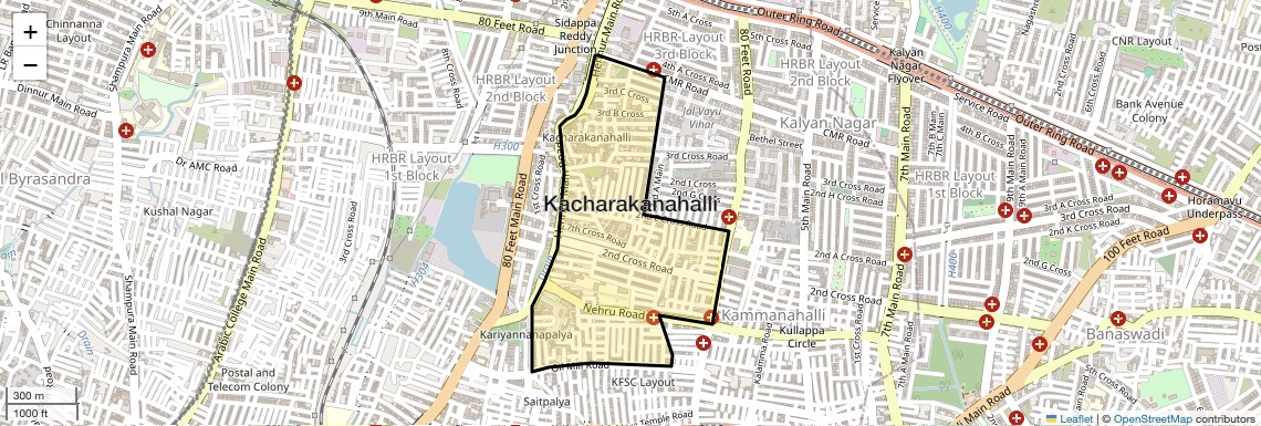 Location Map of Kacharakanahalli, Bangalore