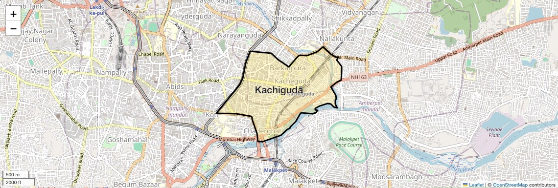 Location Map of Kachiguda, Hyderabad