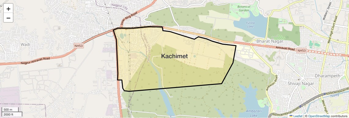Location Map of Kachimet, Nagpur