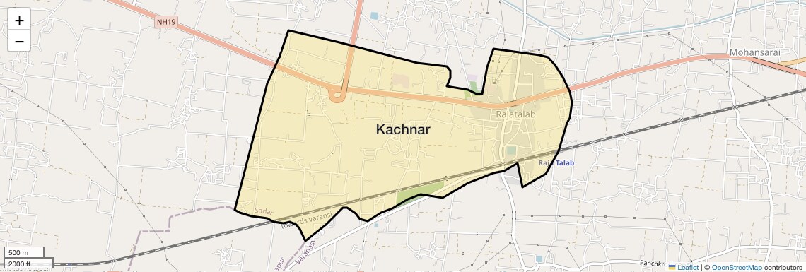 Location Map of Kachnar, Varanasi