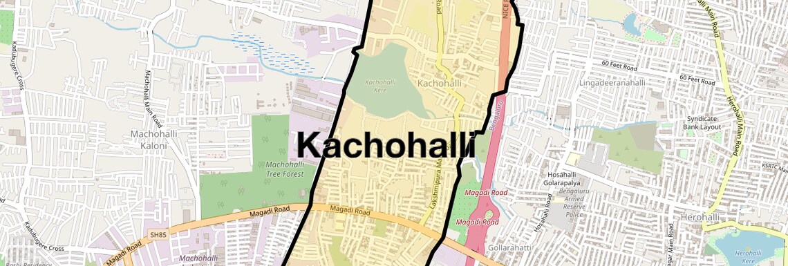 Location Map of Kachohalli, Bangalore