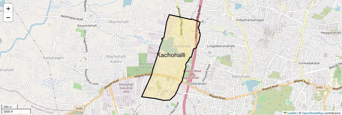 Location Map of Kachohalli, Bangalore