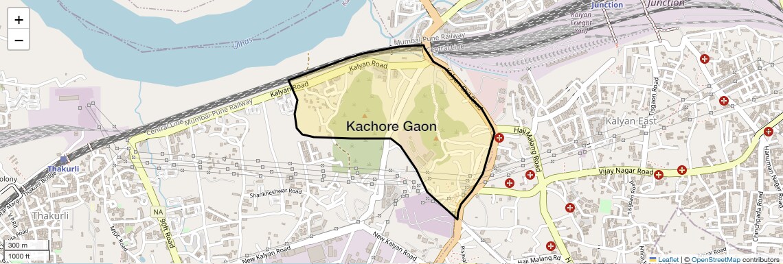 Location Map of Kachore Gaon, Thane