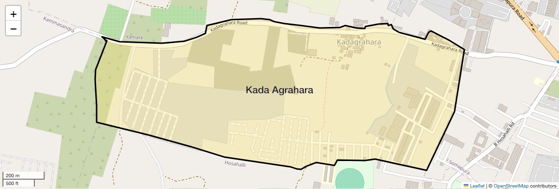 Location Map of Kada Agrahara, Bangalore