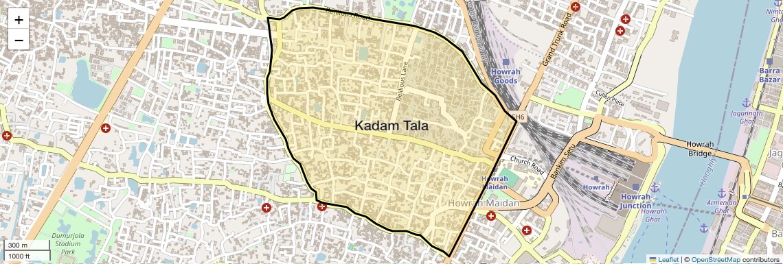 Location Map of Kadam Tala, Kolkata
