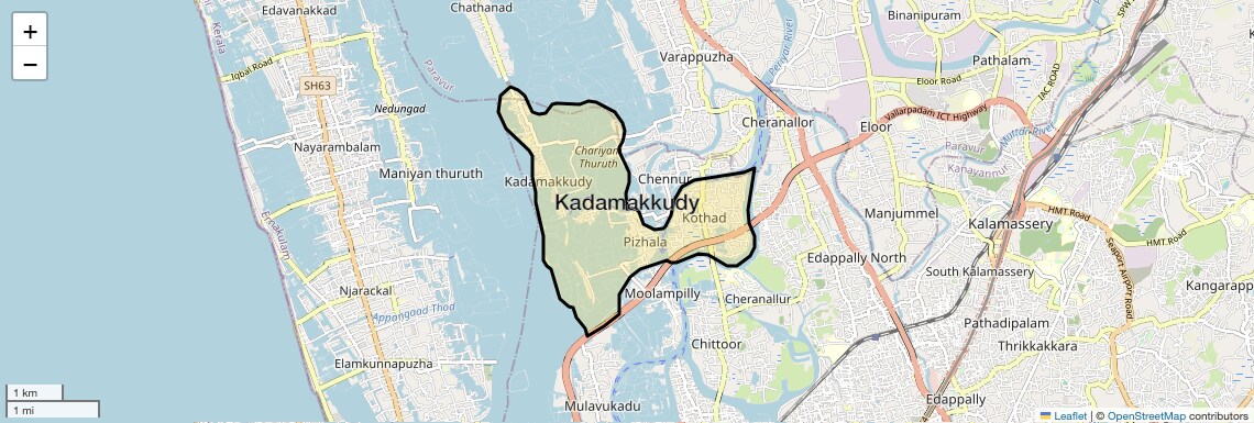 Location Map of Kadamakkudy, Kochi