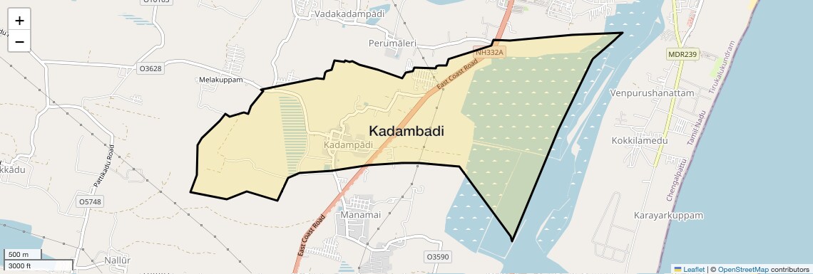 Location Map of Kadambadi, Chennai