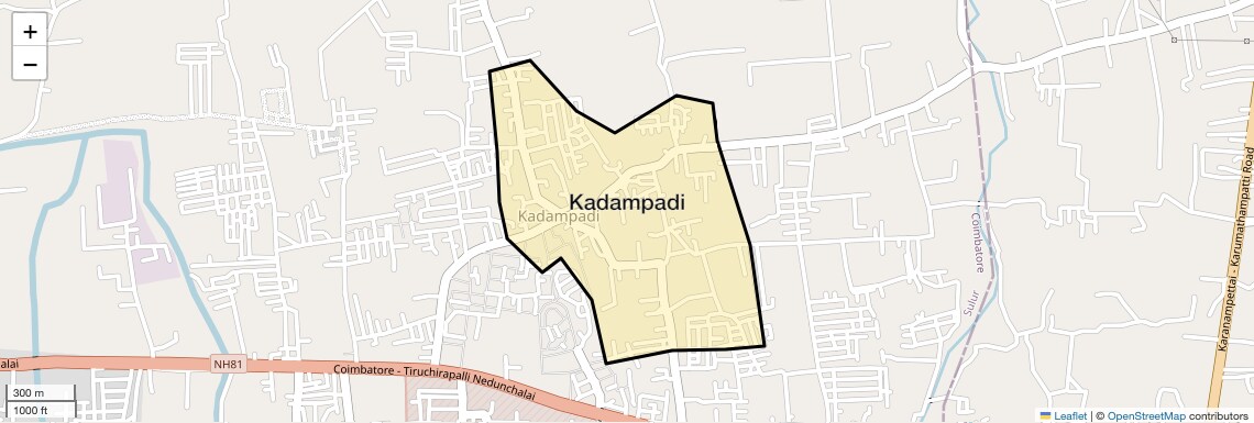 Location Map of Kadampadi, Coimbatore
