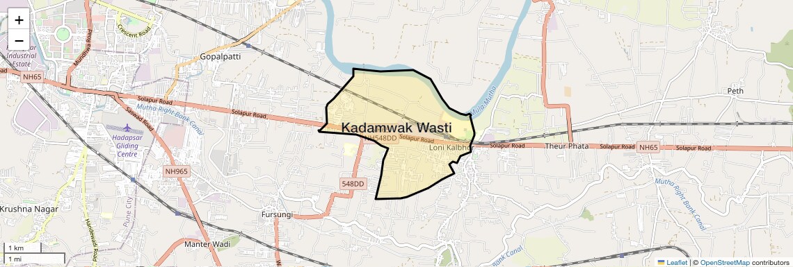 Location Map of Kadamwak Wasti, Pune