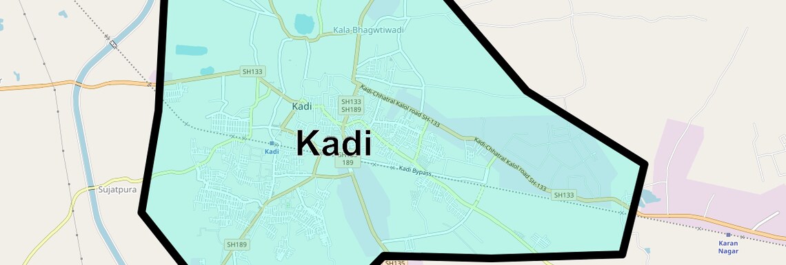 Location Map of Kadi, Ahmedabad