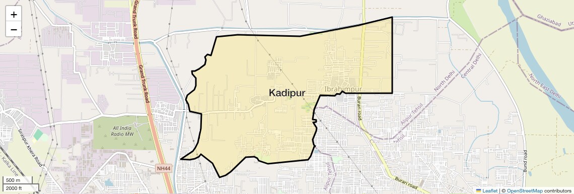 Location Map of Kadipur, Delhi
