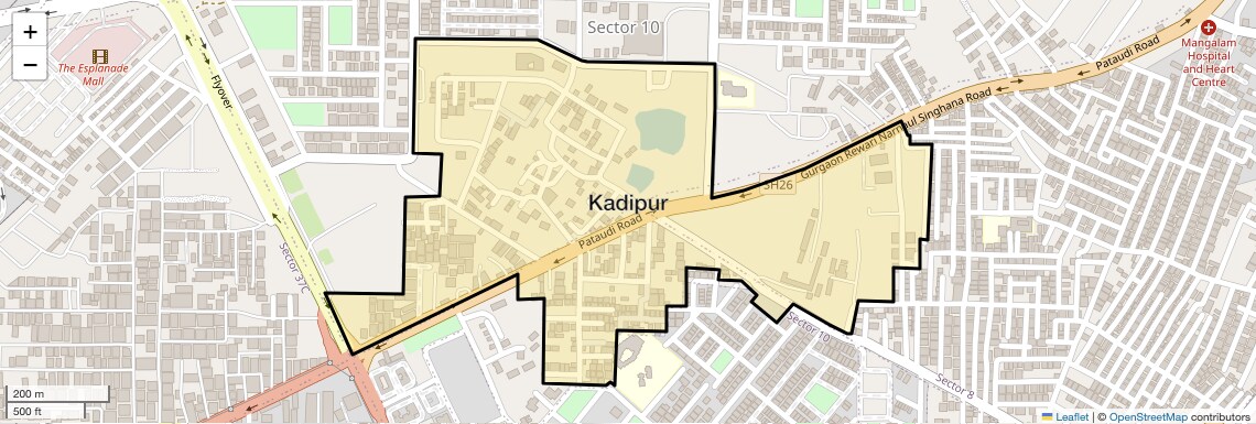 Location Map of Kadipur, Gurgaon