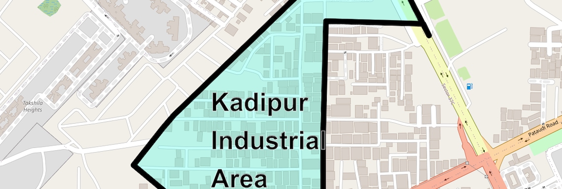 Location Map of Kadipur Industrial Area, Gurgaon