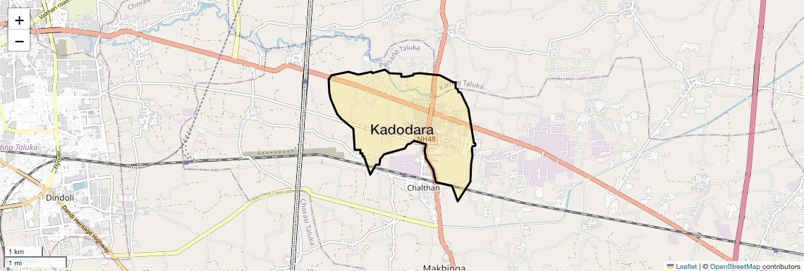Location Map of Kadodara, Surat