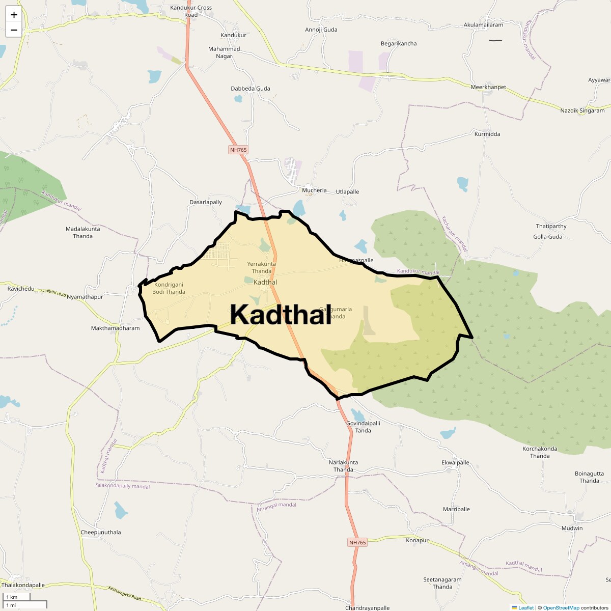 Location Map of Kadthal, Hyderabad