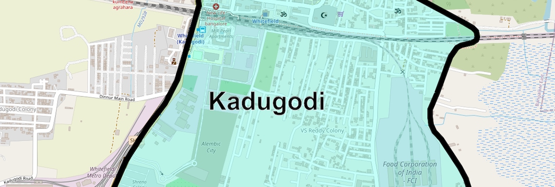 Location Map of Kadugodi, Bangalore