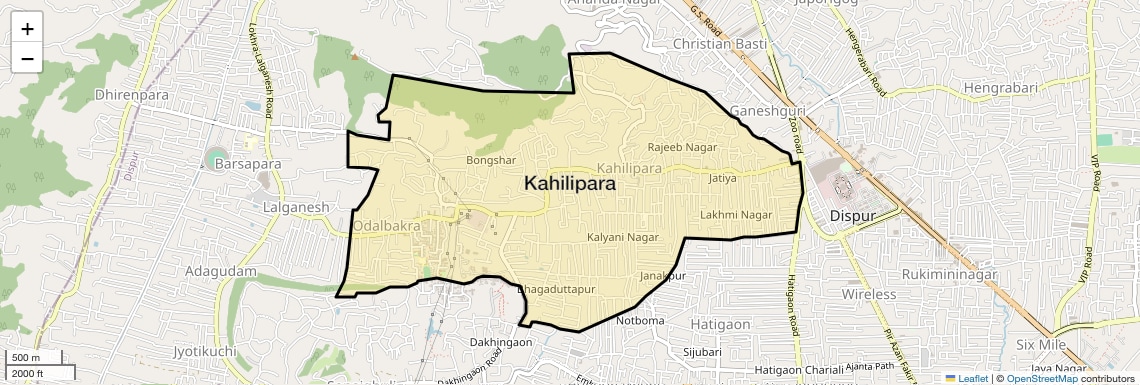 Location Map of Kahilipara, Guwahati