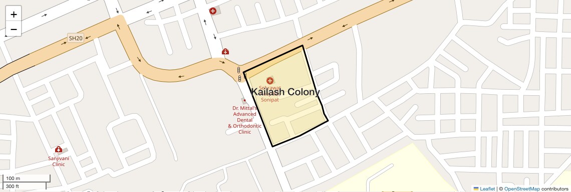 Location Map of Kailash Colony, Sonipat