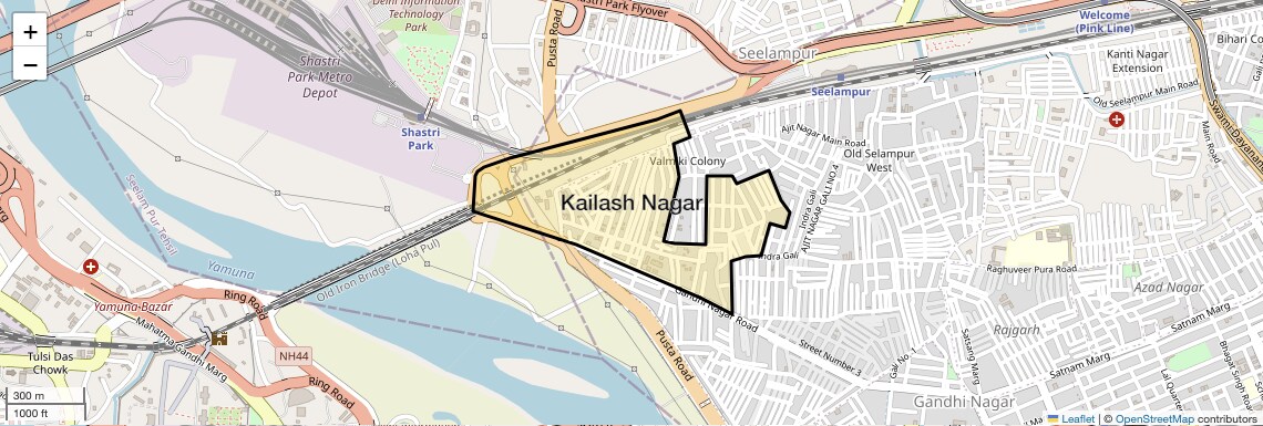 Location Map of Kailash Nagar, Delhi